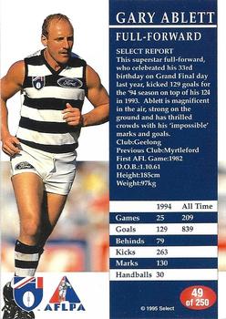 1995 Select AFL #49 Gary Ablett Back
